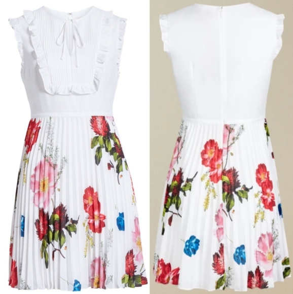 🔥HP🔥NWT TED BAKER PLEATED BIB SKIRT DRESS - Picture 3 of 11